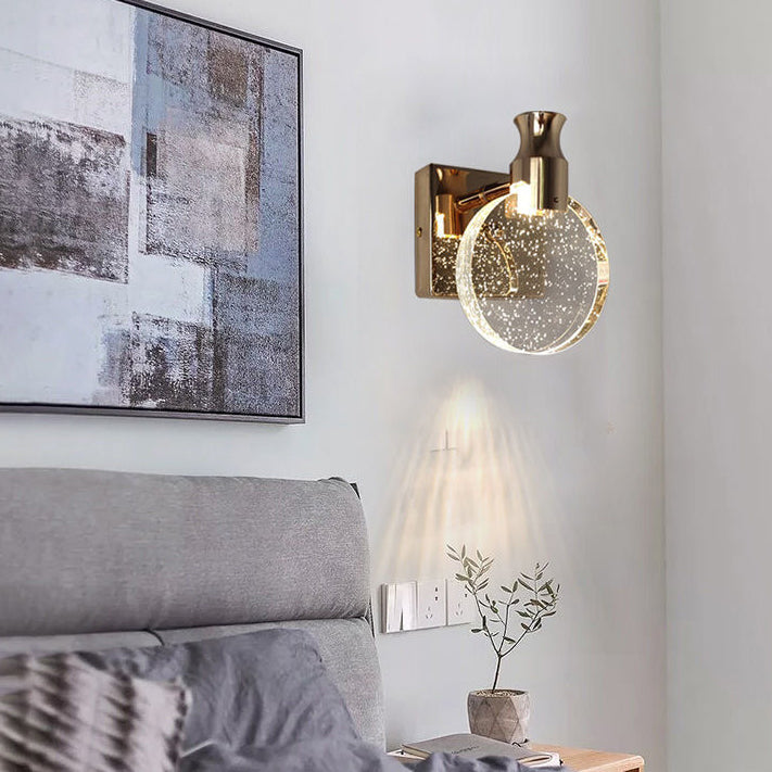 Round Crystal Metal Hallway Wall Lamp