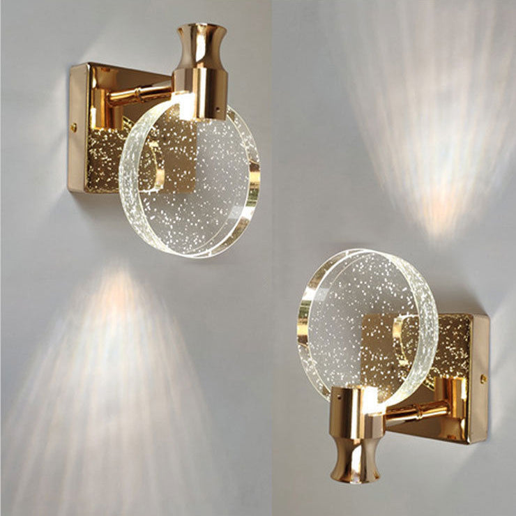 Round Crystal Metal Hallway Wall Lamp