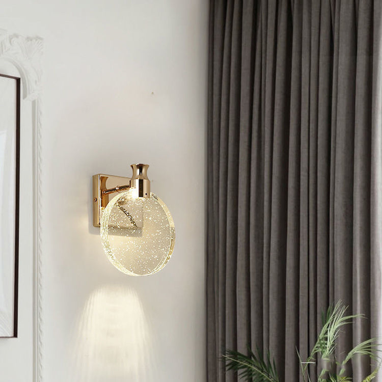 Round Crystal Metal Hallway Wall Lamp