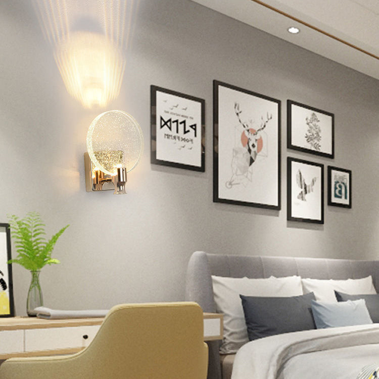 Round Crystal Metal Hallway Wall Lamp