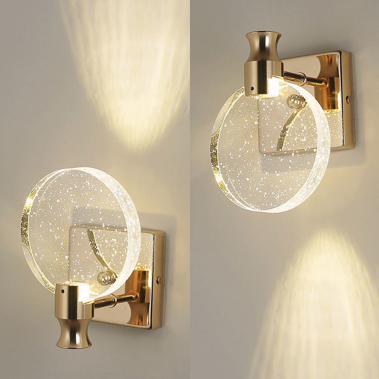 Round Crystal Metal Hallway Wall Lamp