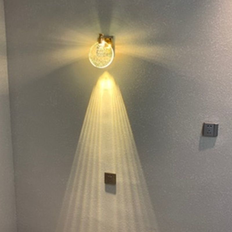 Round Crystal Metal Hallway Wall Lamp