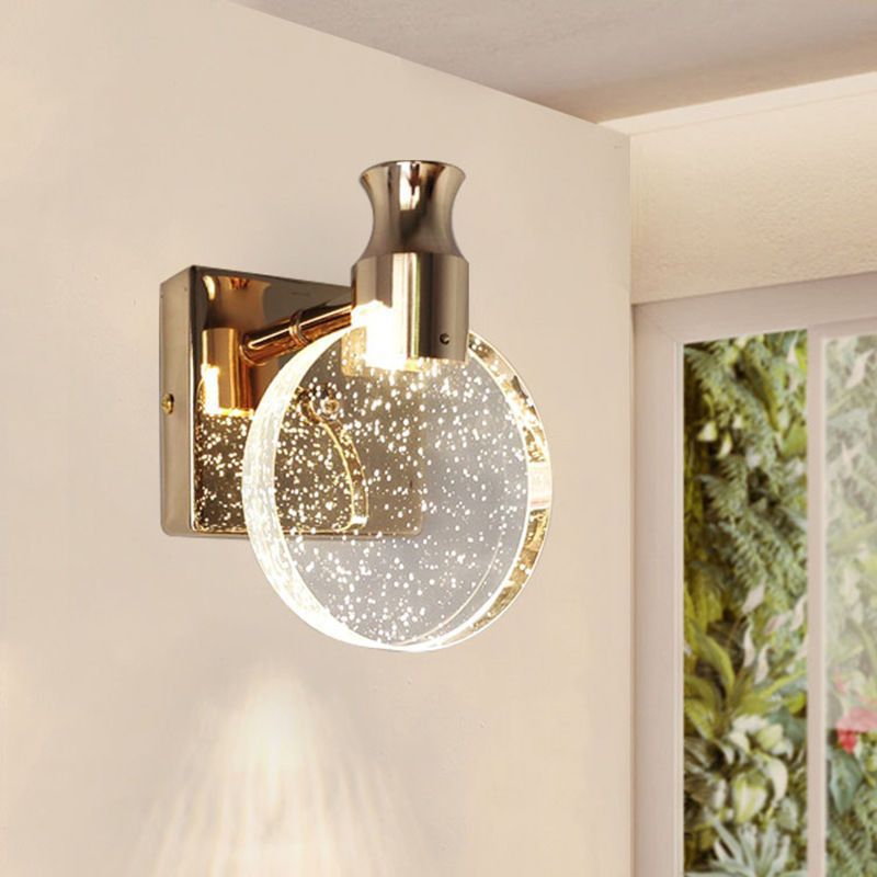 Round Crystal Metal Hallway Wall Lamp