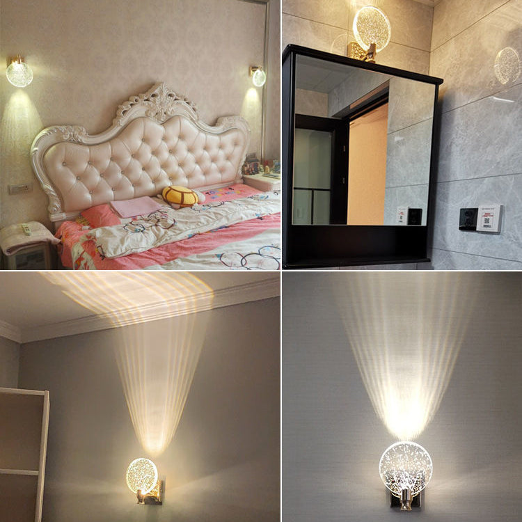 Round Crystal Metal Hallway Wall Lamp