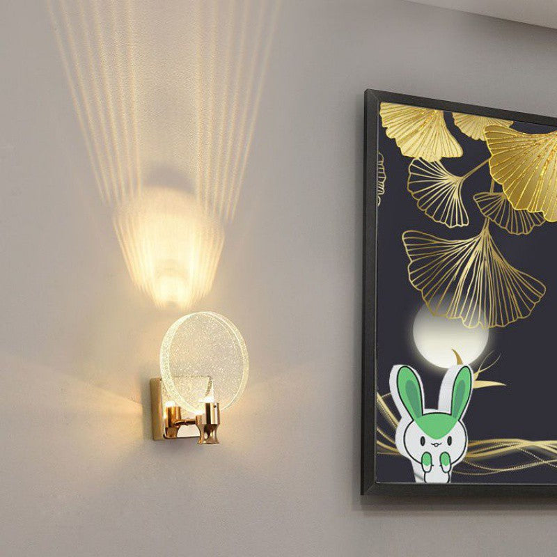 Round Crystal Metal Hallway Wall Lamp