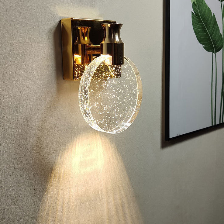 Round Crystal Metal Hallway Wall Lamp