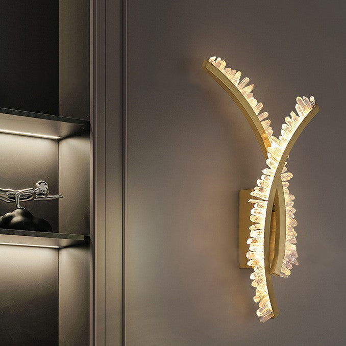 Curved Design Crystal Stainless Wall Lamp
