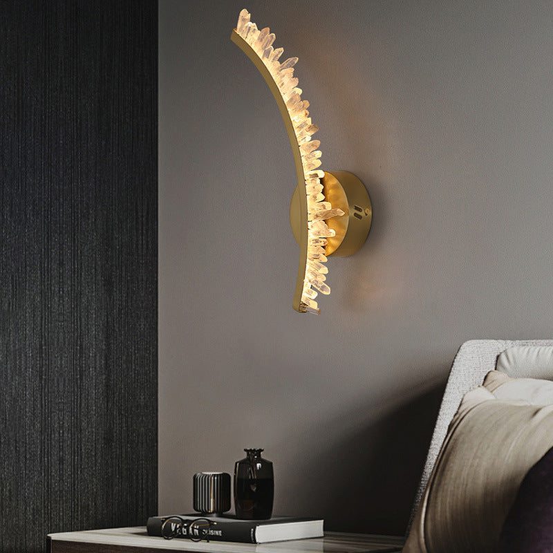 Curved Design Crystal Stainless Wall Lamp