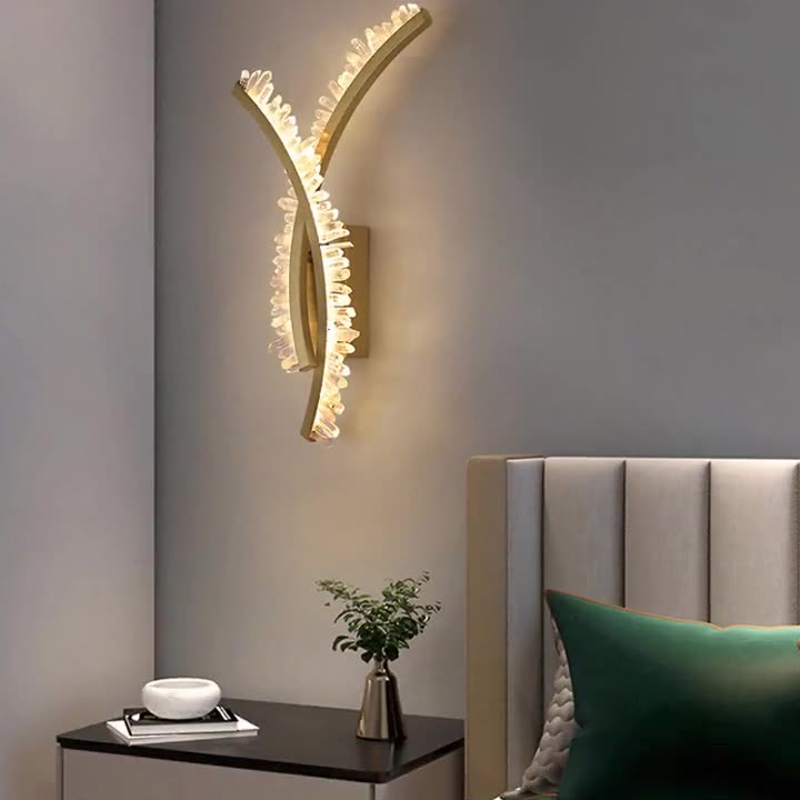 Curved Design Crystal Stainless Wall Lamp