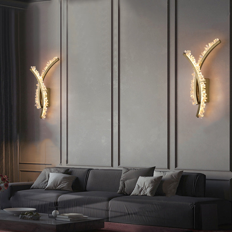 Curved Design Crystal Stainless Wall Lamp