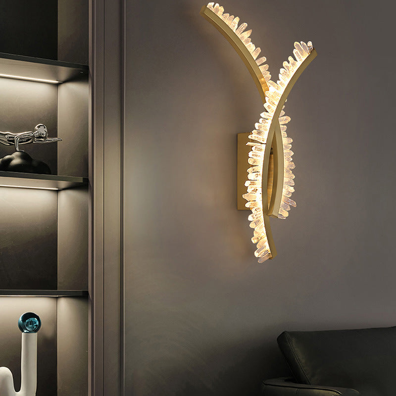 Curved Design Crystal Stainless Wall Lamp