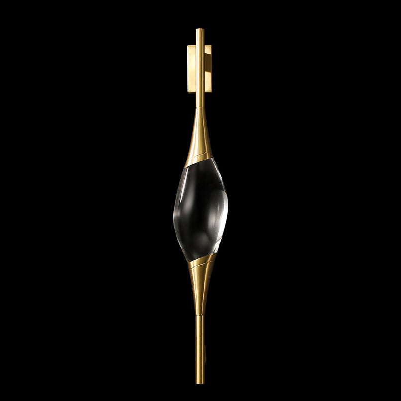 Brass Waterdrop Crystal Center Wall Lamp