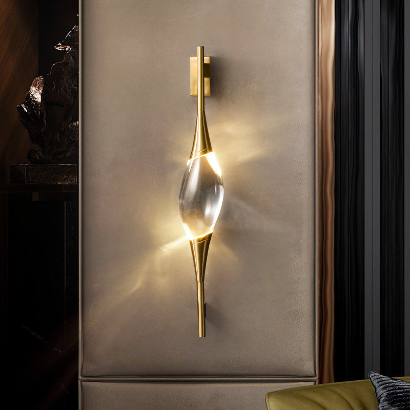 Brass Waterdrop Crystal Center Wall Lamp