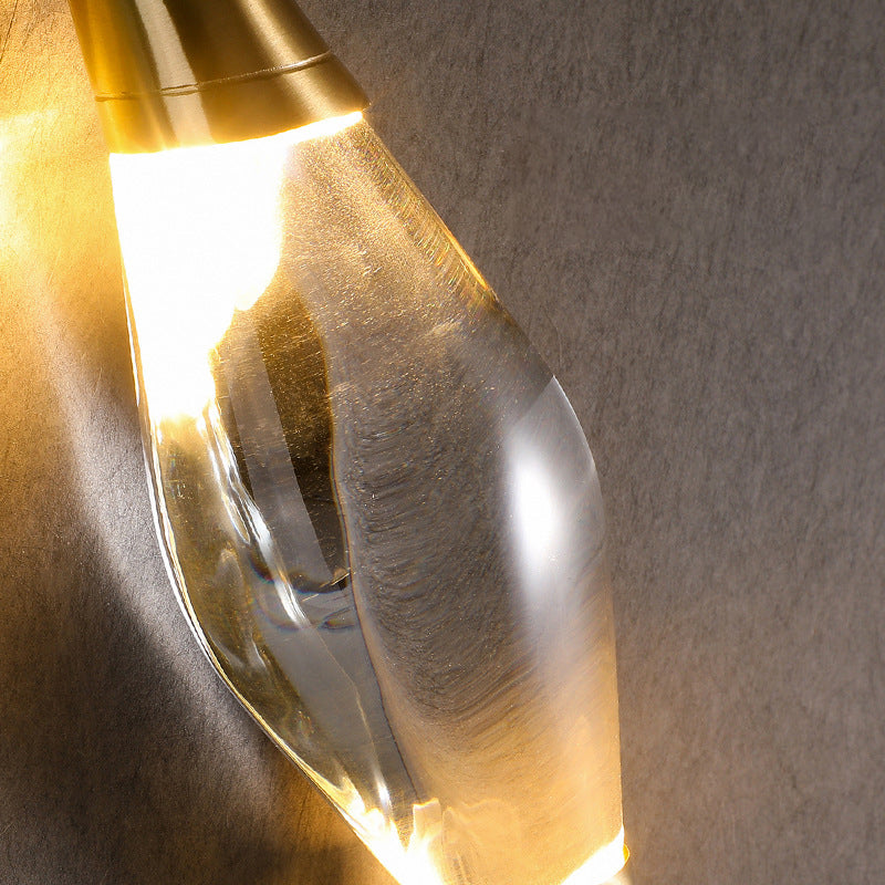 Brass Waterdrop Crystal Center Wall Lamp