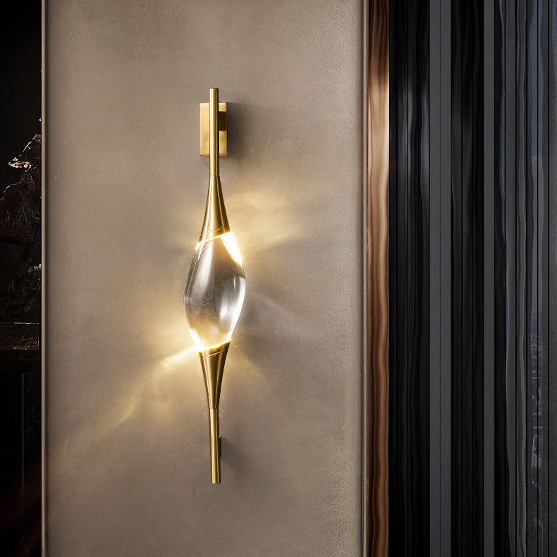 Brass Waterdrop Crystal Center Wall Lamp