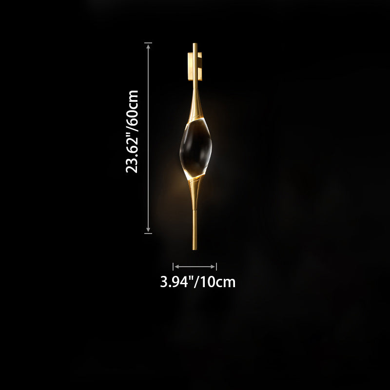 Brass Waterdrop Crystal Center Wall Lamp
