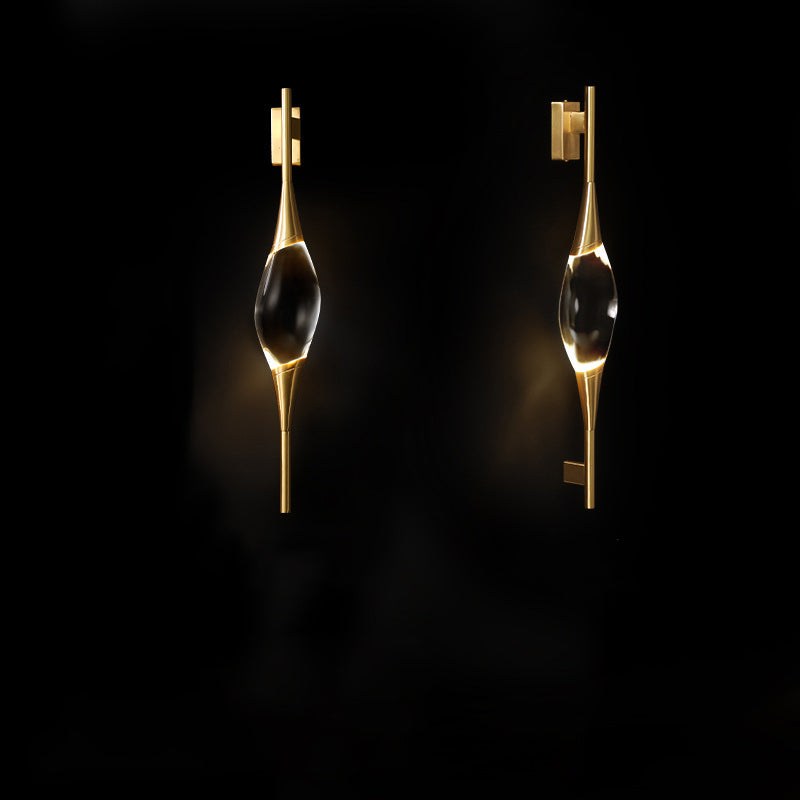 Brass Waterdrop Crystal Center Wall Lamp