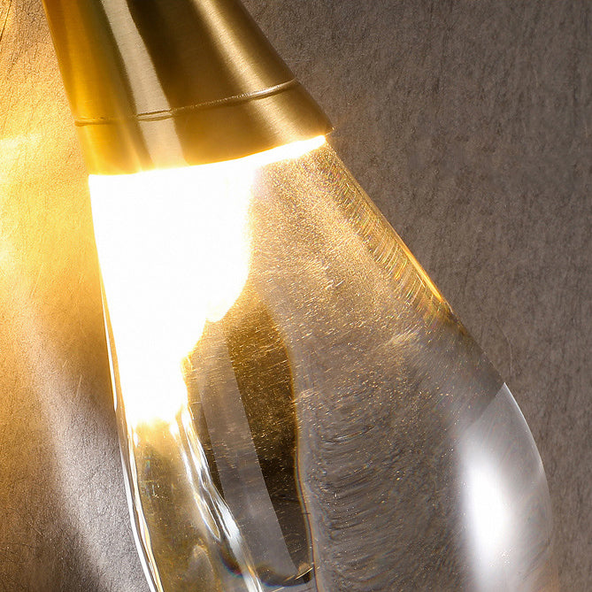 Brass Waterdrop Crystal Center Wall Lamp