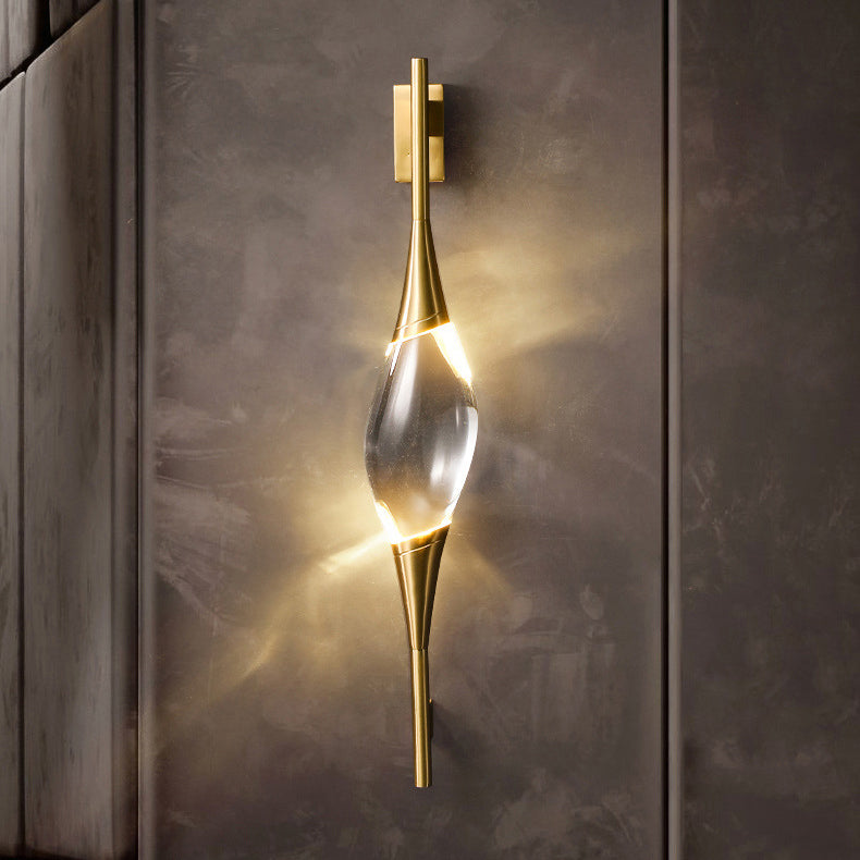 Brass Waterdrop Crystal Center Wall Lamp