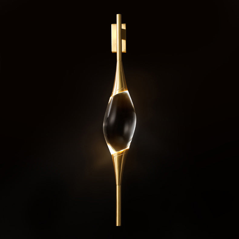 Brass Waterdrop Crystal Center Wall Lamp