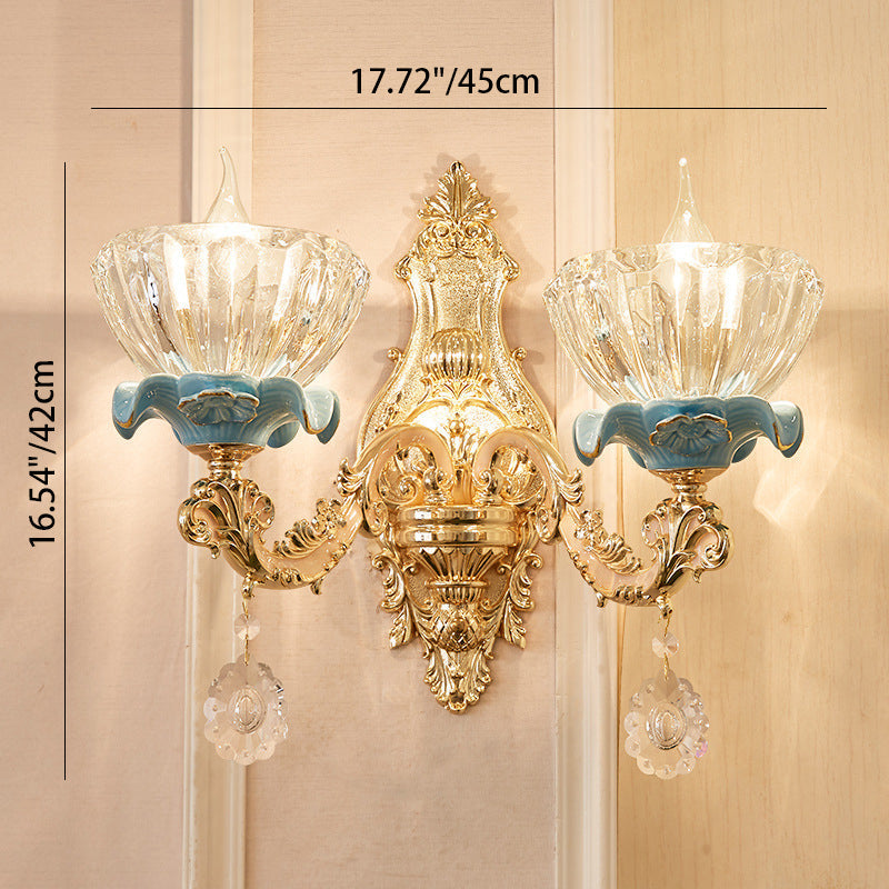 Bowl Crystal Ceramic Zinc Wall Lamp