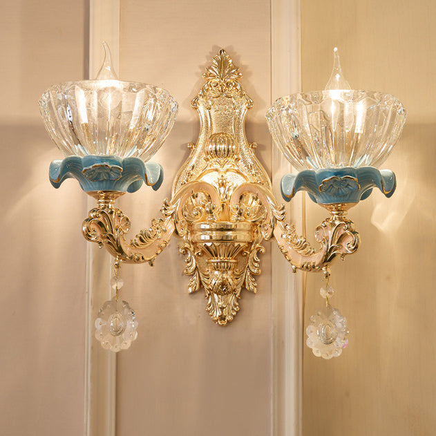 Bowl Crystal Ceramic Zinc Wall Lamp