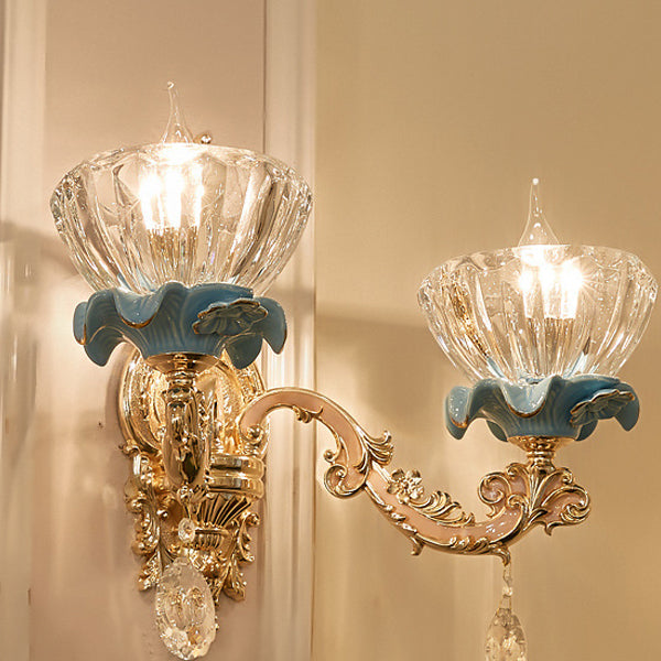 Bowl Crystal Ceramic Zinc Wall Lamp