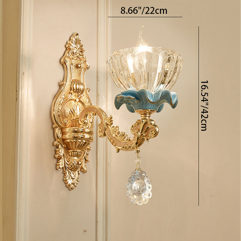 Bowl Crystal Ceramic Zinc Wall Lamp