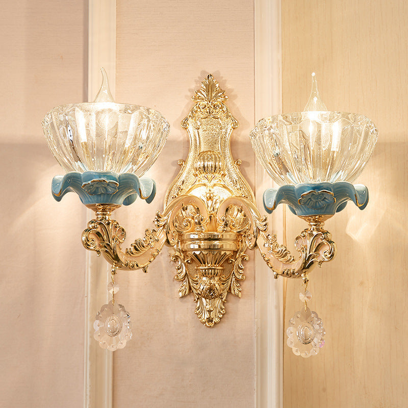 Bowl Crystal Ceramic Zinc Wall Lamp