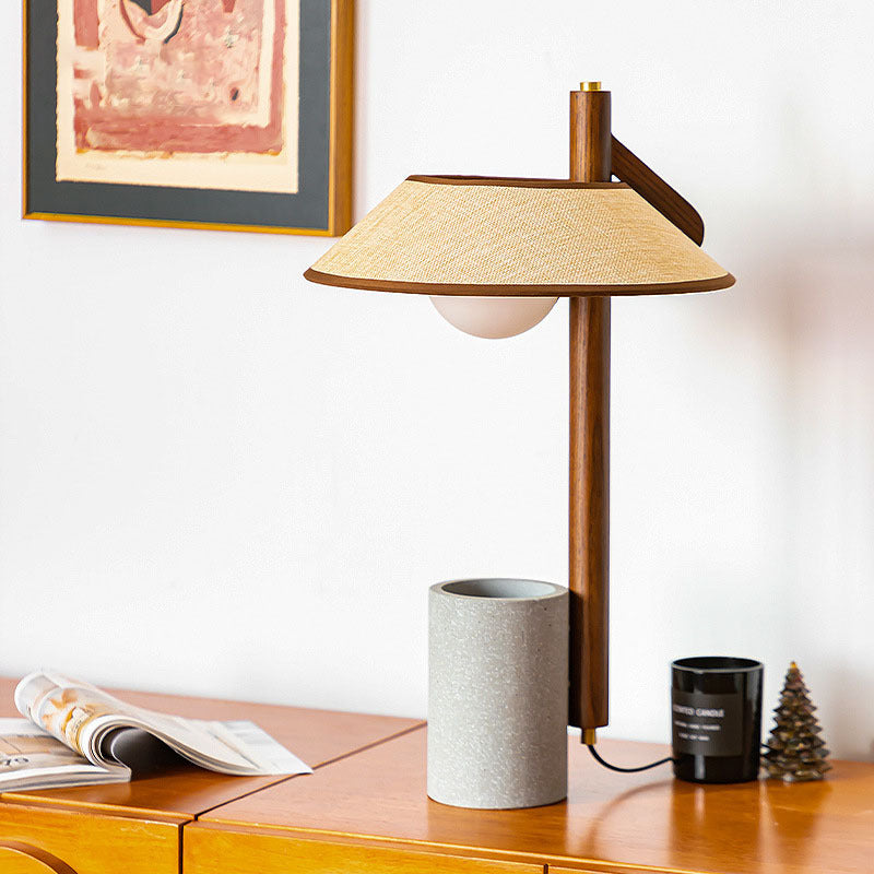 Frustum Cone Ash Wood Table Lamp