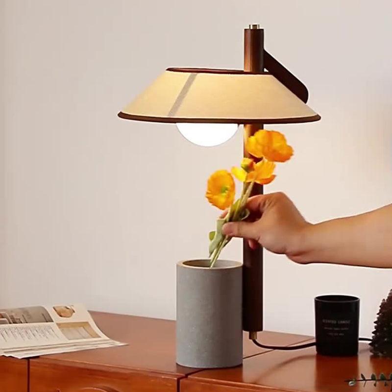 Frustum Cone Ash Wood Table Lamp