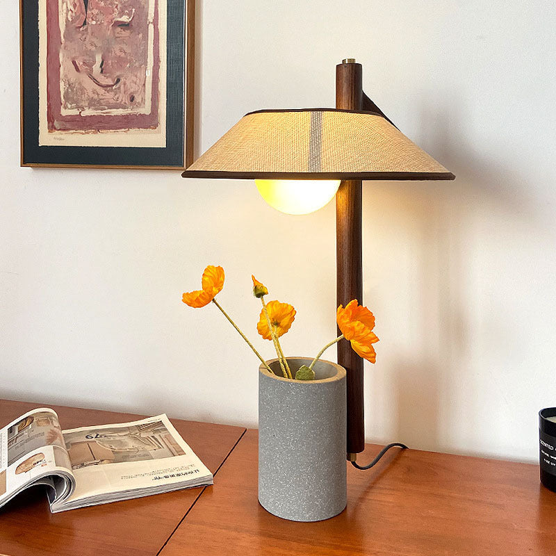 Frustum Cone Ash Wood Table Lamp