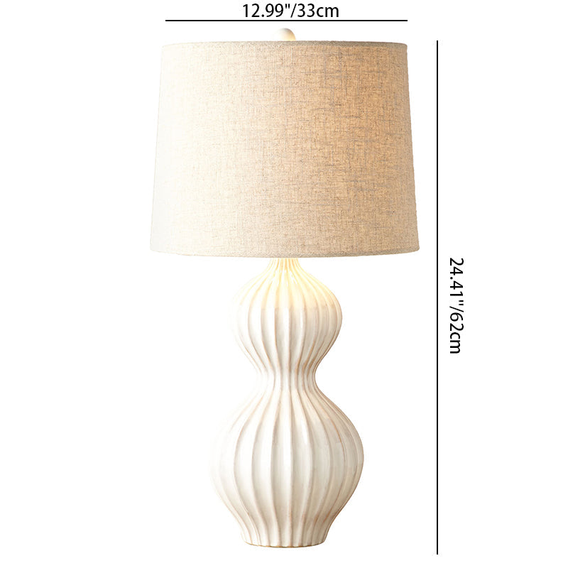 Gourd Ceramic Fabric Bedroom Table Lamp