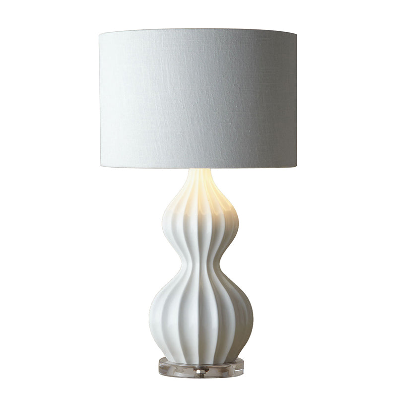Gourd Ceramic Fabric Bedroom Table Lamp