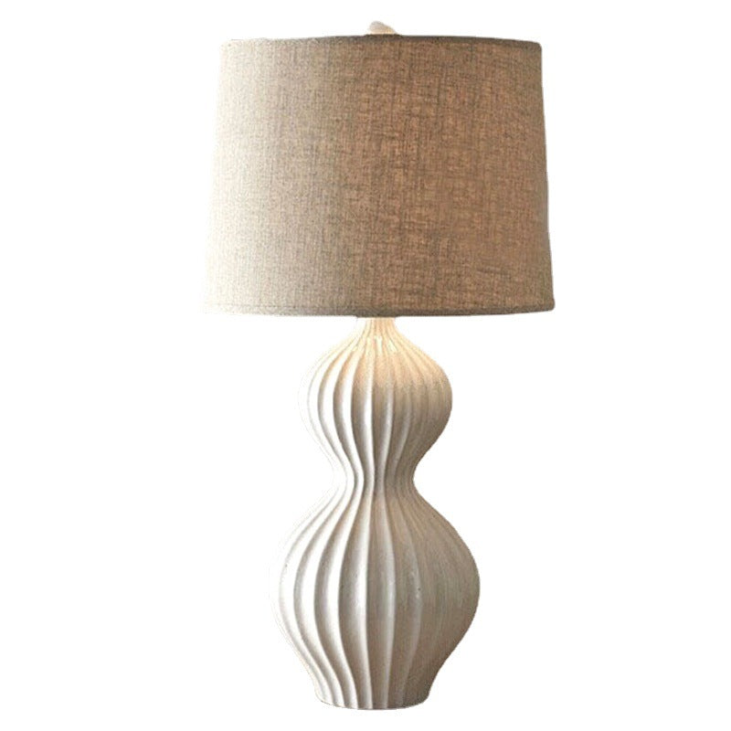 Gourd Ceramic Fabric Bedroom Table Lamp