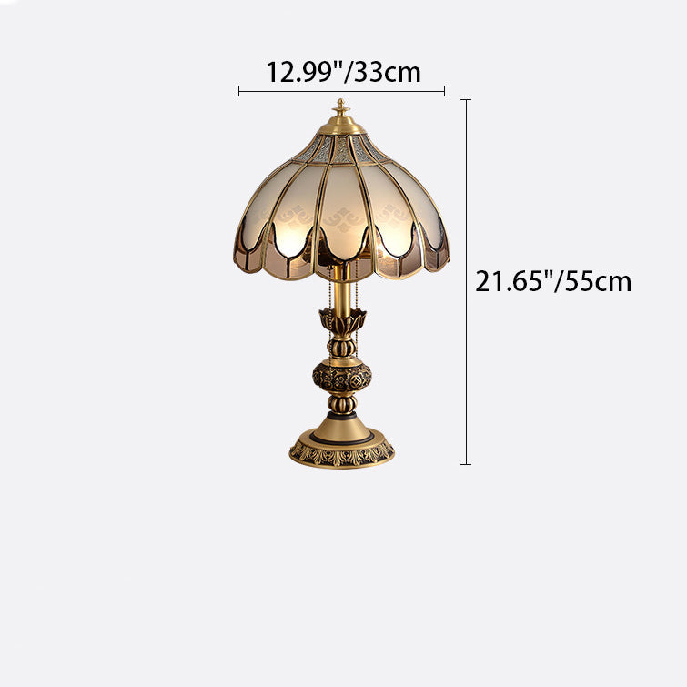 Dome Copper Glass Bedroom 2-Light Table Lamp