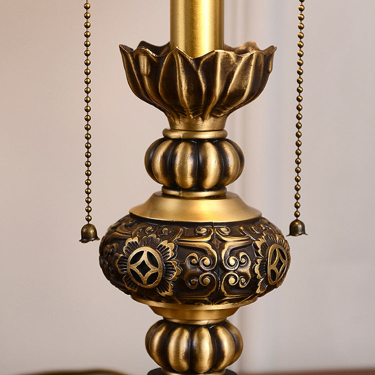 Dome Copper Glass Bedroom 2-Light Table Lamp