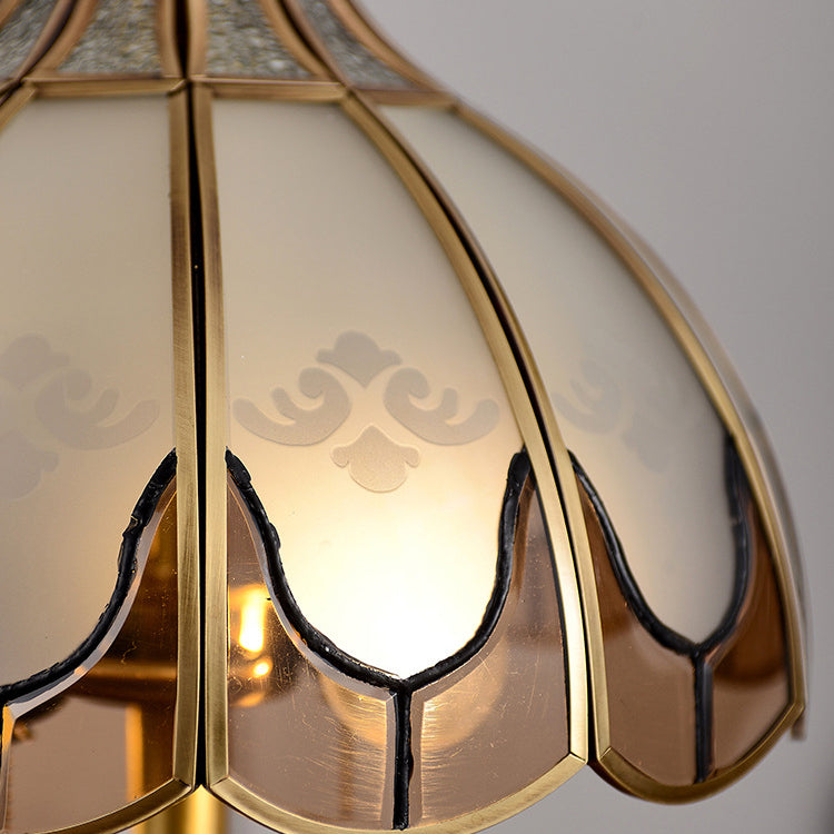 Dome Copper Glass Bedroom 2-Light Table Lamp