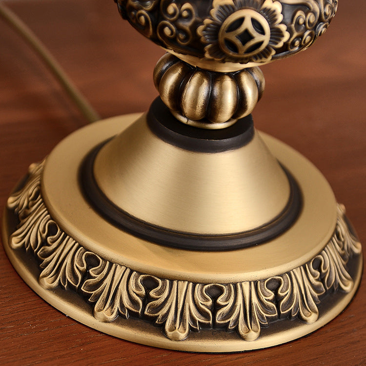 Dome Copper Glass Bedroom 2-Light Table Lamp