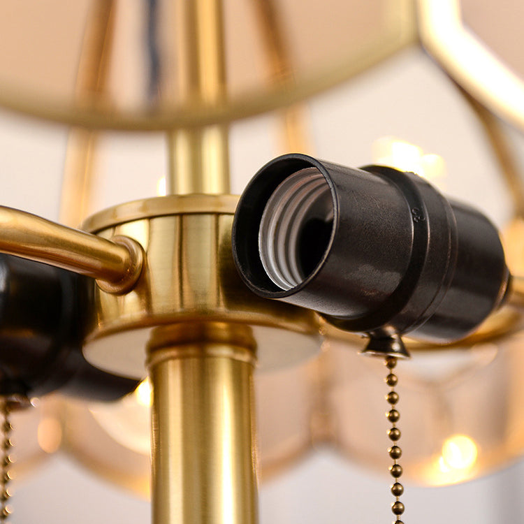 Dome Copper Glass Bedroom 2-Light Table Lamp