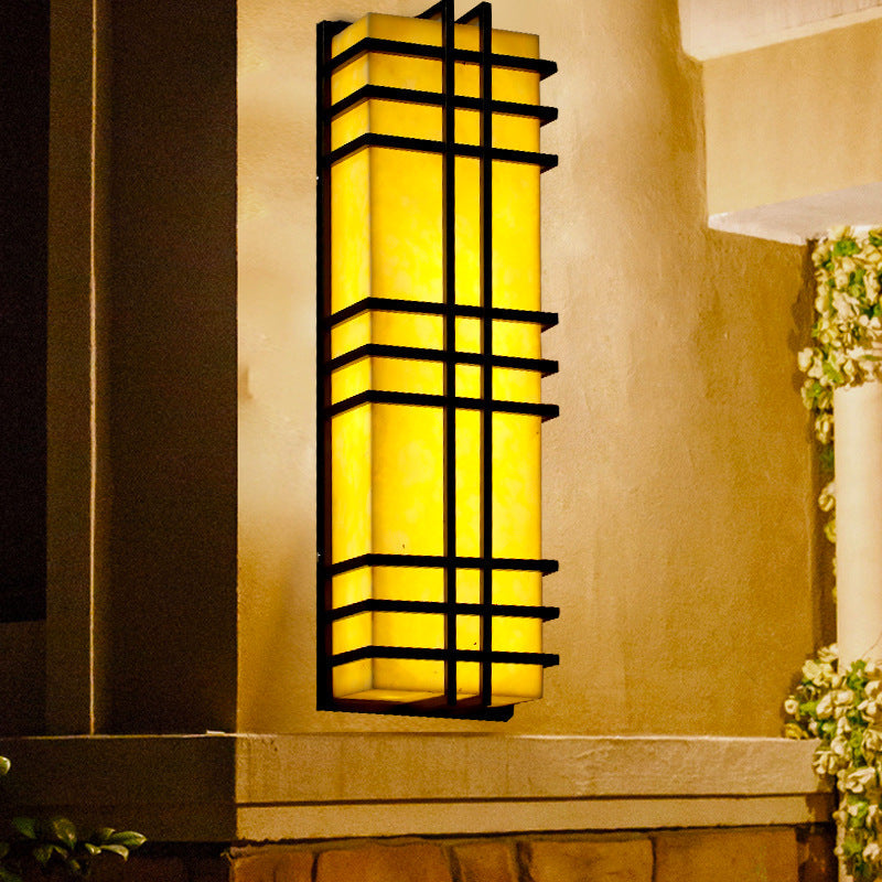 Architectural Prairie Style Amber Wall Lamp