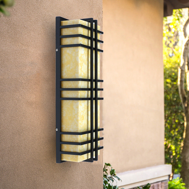 Architectural Prairie Style Amber Wall Lamp