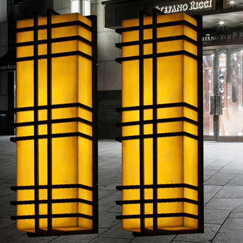 Architectural Prairie Style Amber Wall Lamp