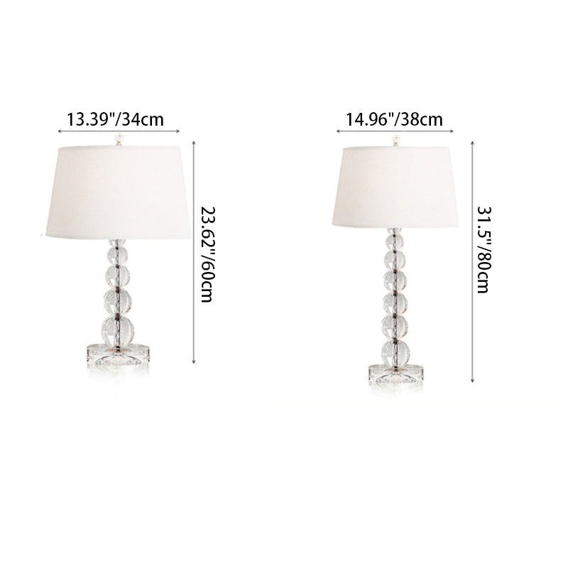 Crystal Tapered Fabric Bedroom Table Lamp