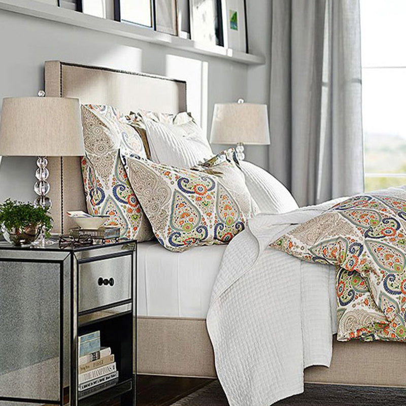 Crystal Tapered Fabric Bedroom Table Lamp