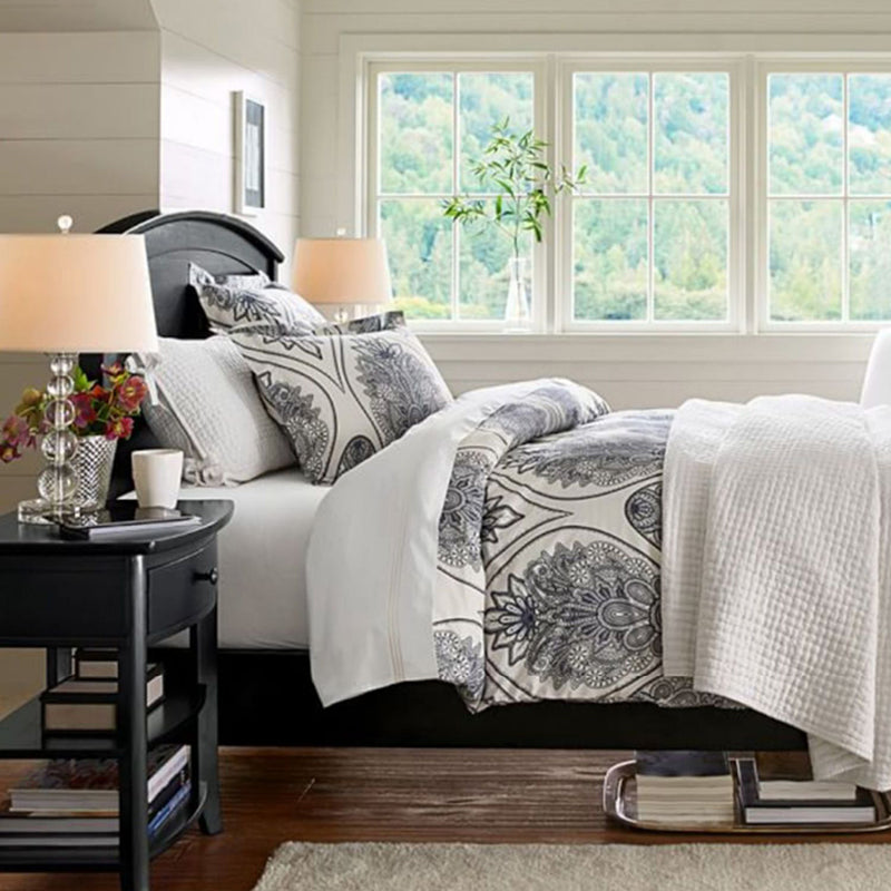 Crystal Tapered Fabric Bedroom Table Lamp