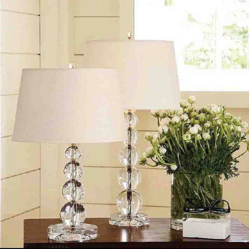 Crystal Tapered Fabric Bedroom Table Lamp