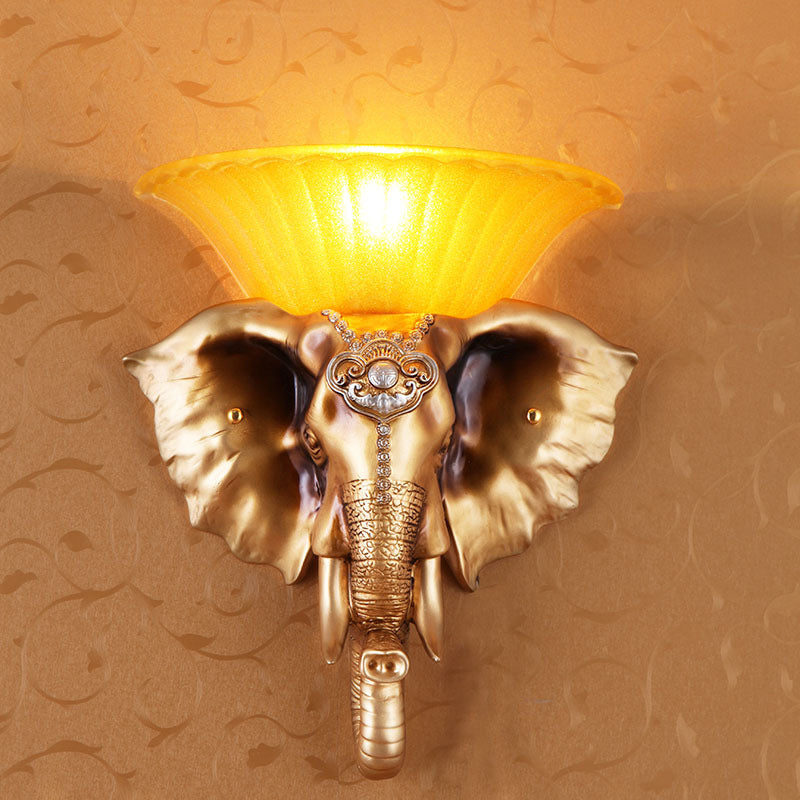 Animal-Inspired Elephant Metal Glass Wall Lamp