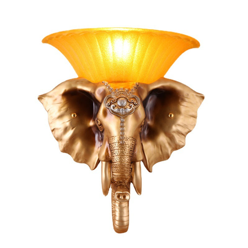Animal-Inspired Elephant Metal Glass Wall Lamp