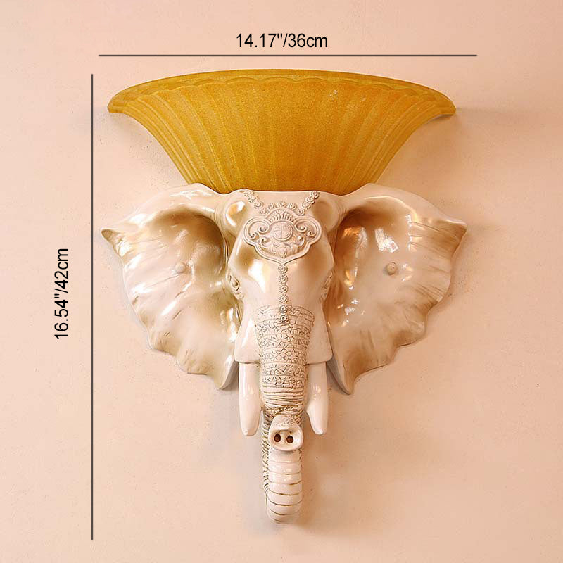 Animal-Inspired Elephant Metal Glass Wall Lamp